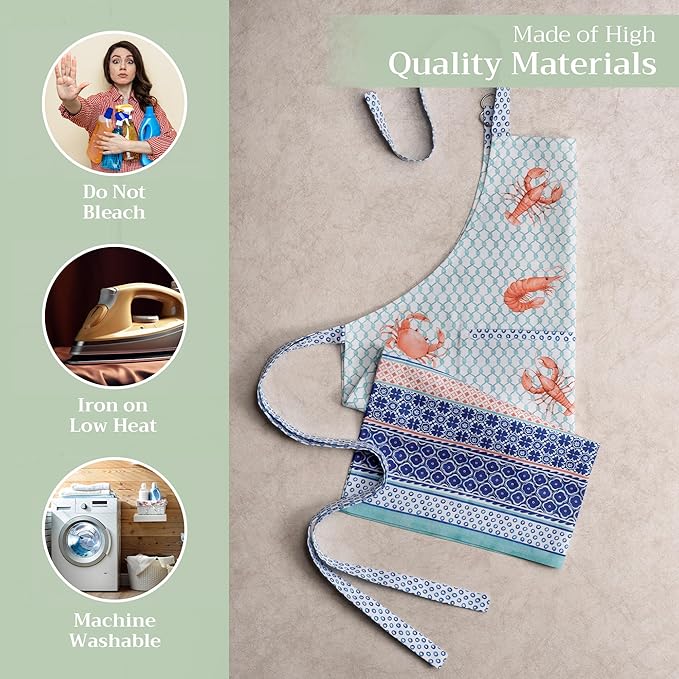Maison d' Hermine 100% Cotton Apron for women with Pocket Kitchen Chef Apron for Men Cooking Easter Decorations