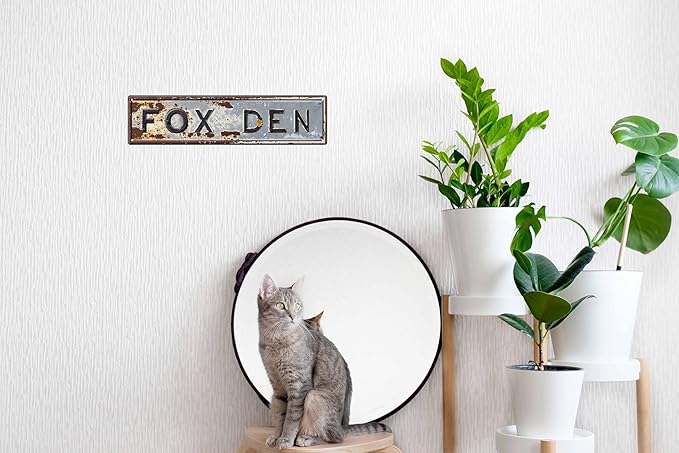 Vintage Fox Den Metal Tin Sign 4x16 in Art Wall Hanging Decorative Plaque Home Farmhouse Porch Bedroom Decor Ideal for Valentine's Day and Spring Gifts