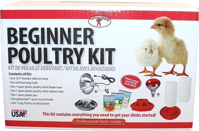 Little Giant® Beginner Poultry Kit - Includes Feeder, Waterer, Lamp, Jars, and More Supplies for Raising Chicks