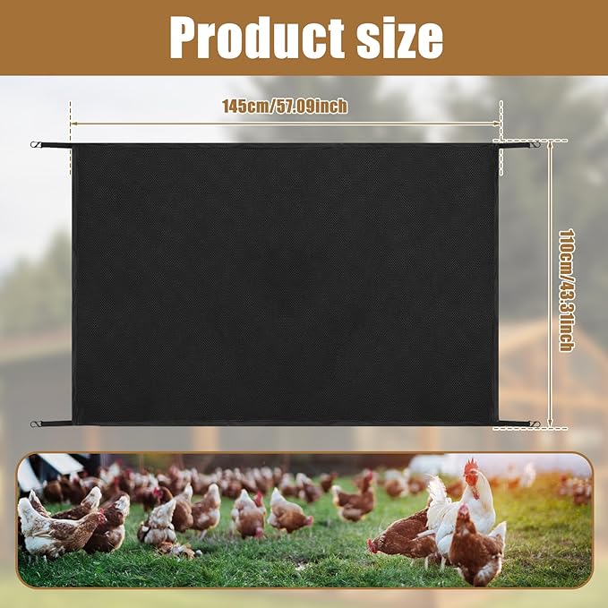 Waterproof and Anti-UV Chicken Run Cover with The S Hook Fastener Design for Outdoor and Yard Farm Use, Sunblock Shade Cloth Net Black Resistant for Plant Cover, Chicken Coop, Kennels
