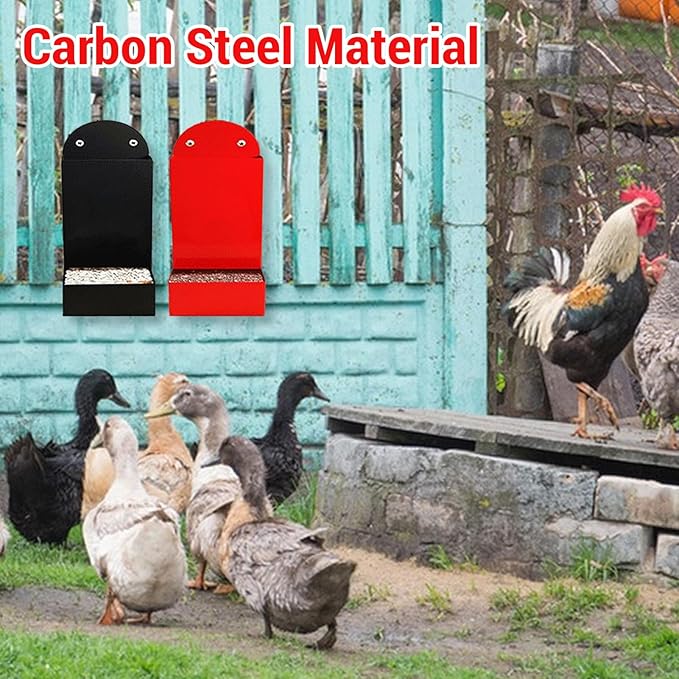 Chicken Feeder, Hanging No Waste Chicken Feeders with Semi Enclosed Design, Two Installation Methods, Efficient Feeding, Carbon Steel Poultry Supplies, for Various Layouts