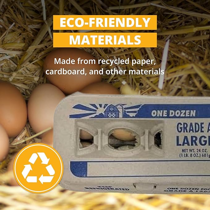 Stromberg's Grade A Large Printed Egg Cartons, Biodegradable and Eco-Friendly, Made From Recycled Materials, With Educational Prints for Safe Handling Instructions and Nutrition Facts, 250 Pack