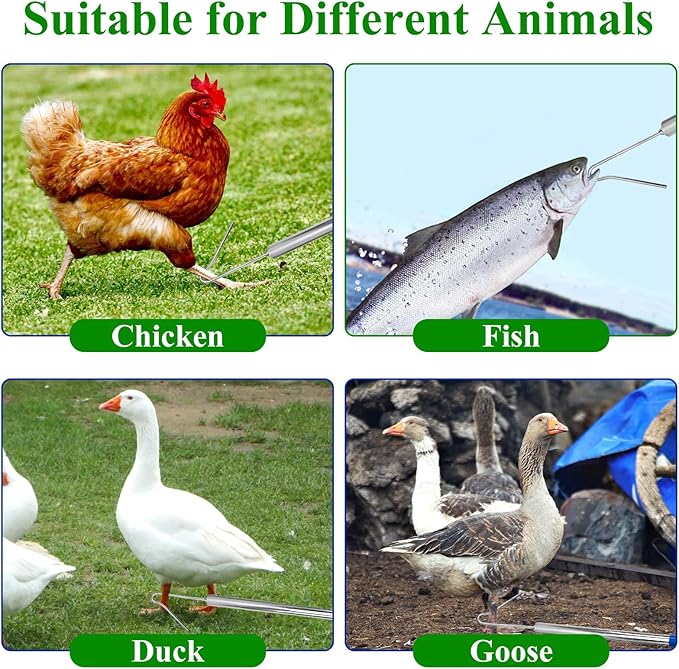Chicken Catching Net 2 Pcs, Chicken Net for Poultry Supplies, Adjustable from 36.2" to 83.4" Telescopic Pole with Chicken Leg Hook, Fishing Net Suitable for Bird, Butterfly, Duck, Goose