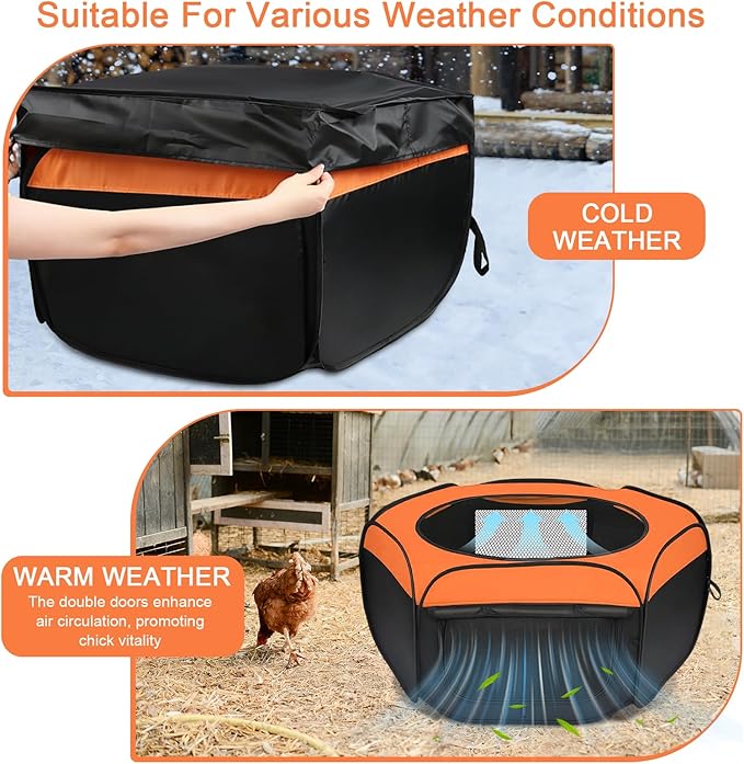 Chicken Brooder Box with Cover,Upgrade Double Door Brooder Box for Chick Starter Kit,Chick Enclosure Tent,Sturdy Baby Chicken Coop for Ducks, Quail, Cats,Dogs,Holds Up to 20 Chicks