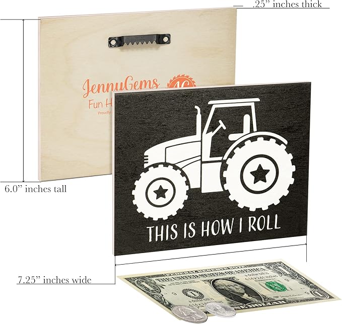 JennyGems This is How I Roll Tractor Wooden Sign, Funny Farmer Gifts, Farmhouse Decor, Tractor Gifts and Accessories, Made in USA