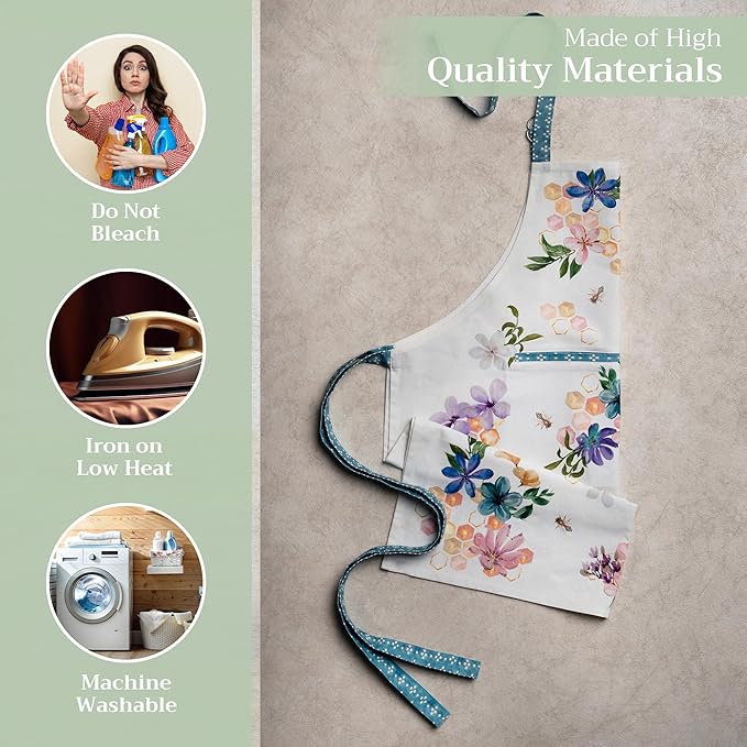 Maison d' Hermine 100% Cotton Apron for women with Pocket Kitchen Chef Apron for Men Cooking Easter Decorations