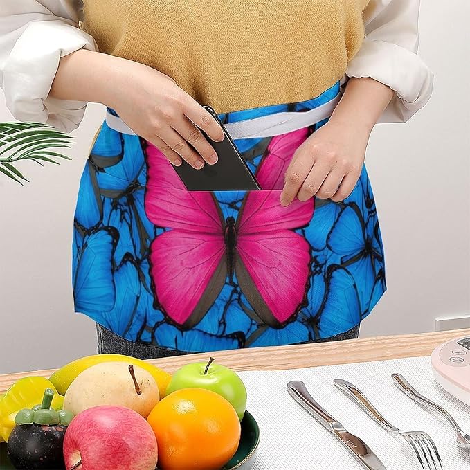 Half Apron with 3 Pockets Chef Cooking Kitchen Restaurant Aprons for Women Men