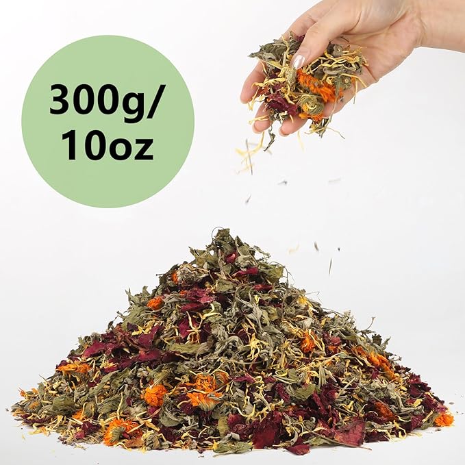 10 Oz Chicken Nesting Herbs, 8 Dried Flowers & Herb Supplement for Chickens Coop, Natural Freshener to Improve Egg Production, Feather Quality & Hen Wellness for Laying Hens