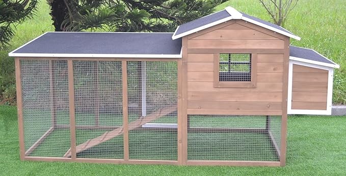 Large 87" Wood Chicken Coop Backyard Hen House 4-6 Chickens Nesting Box & Run