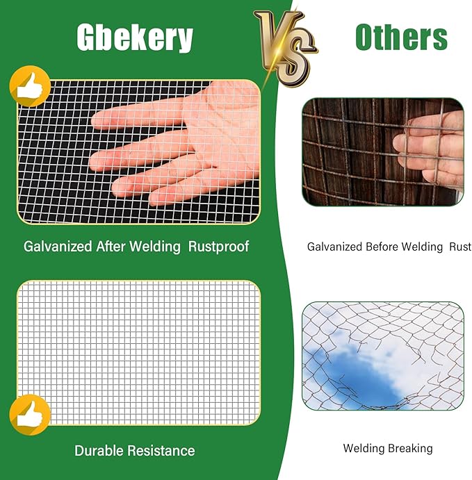 Hardware Cloth 1/2 inch 48in x 80ft 19 Gauge, Hot-dip Galvanized After Welding Chicken Wire Fence Roll Garden Plant Welded Metal Wire Fencing Roll, Rabbit Cages Snake Fence