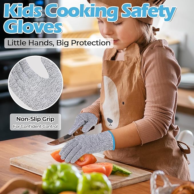HANDLANDY Cut Resistant Gloves for Adult & Kids, Food Grade Anti-Cut Safety Gloves for Cooking Mandolin Meat Cutting Fishing