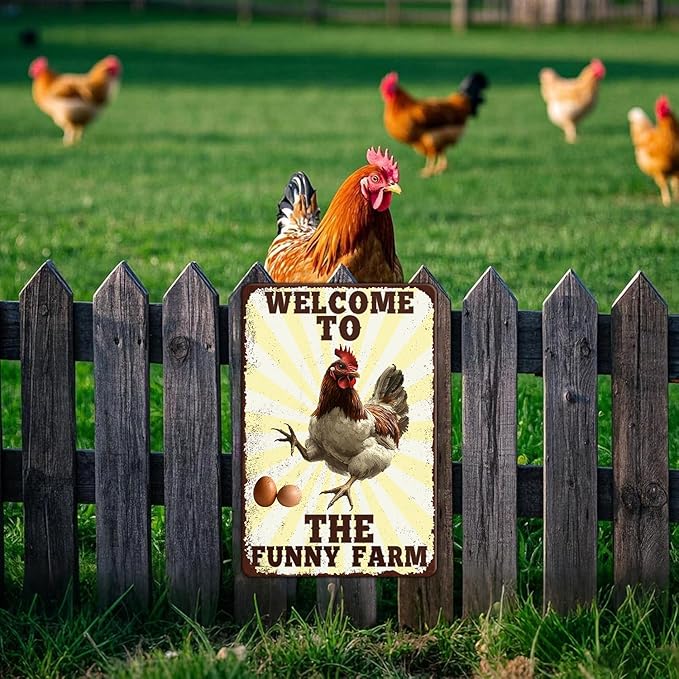 Funny Chicken Signs Welcome To Our Coop Chicken The Funny Farm Aluminium Sign Metal Chicken Signs Decor Home Ktichen Farm Are Wall 12x16 Inch Vintage Chicken Signs For Coop Metal Tin Poster