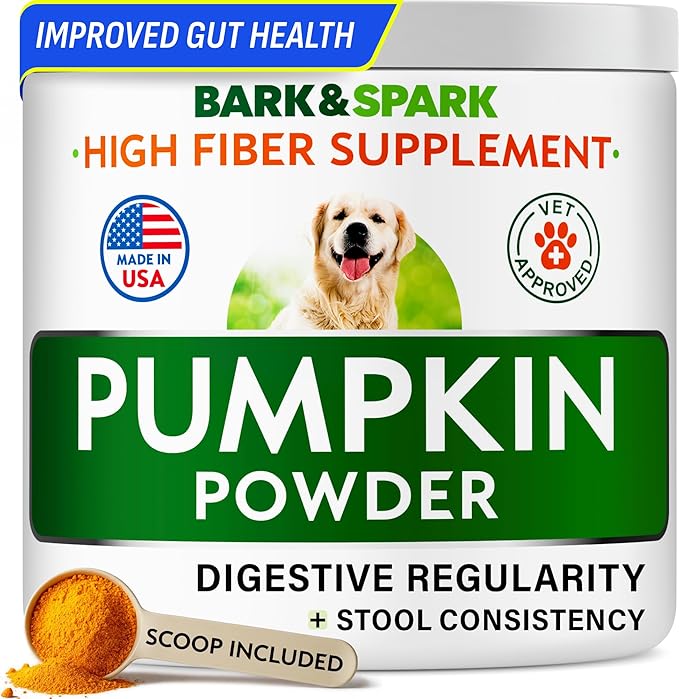 BARK&SPARK Pumpkin Powder for Dogs - 8oz Powdered Fiber Supplement and Stool Softener - Upset Stomach, Food Sensitivity - Improve Digestion - 8oz Powder