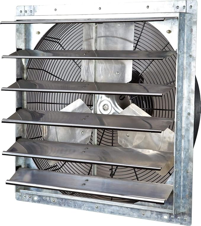 iLiving - 24" Wall Mounted Exhaust Fan - Automatic Shutter - Variable Speed - Vent Fan For Home Attic, Shed, or Garage Ventilation, 4244 CFM, 6200 SQF Coverage Area (Power Cord Not Included)