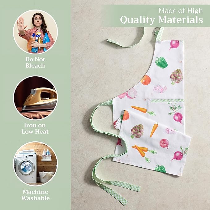 Maison d' Hermine 100% Cotton Apron for women with Pocket Kitchen Chef Apron for Men Cooking Easter Decorations