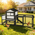 Aivituvin Chicken Coop Expandable Mobile Chicken House for Outdoor with Wheels, Nesting Box, Leakproof Pull-on Tray and UV-Resistant Roof Panel (Black&White)