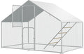 UDPATIO Chicken Coop & Metal Run - Spacious Walk in Pen for 10 Chickens with Double Feed Door, UV-Resistant Cover, Galvanized Frame - Duck & Rabbit House