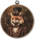 Hxlac Vintage Fox Round Wall Art Framed, Dark Moody Fox Round Wall Decor, Rustic Farm Animal Hanging Canvas Prints Wall Sculptures for Farmhouse Home Living Room Bedroom Decor, 10x10 Inch