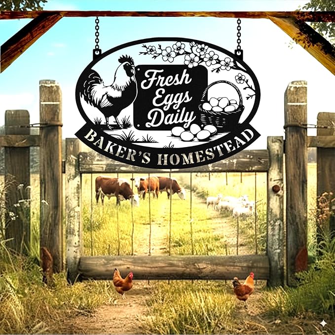 Personalized Chicken Coop Metal Signs, Custom Farm Chicken Coop Sign, Customized Farm Metal Signs Outdoor, Custom Large Hanging Hen House Sign for Farms, Barn, Farmhouse, Ranch