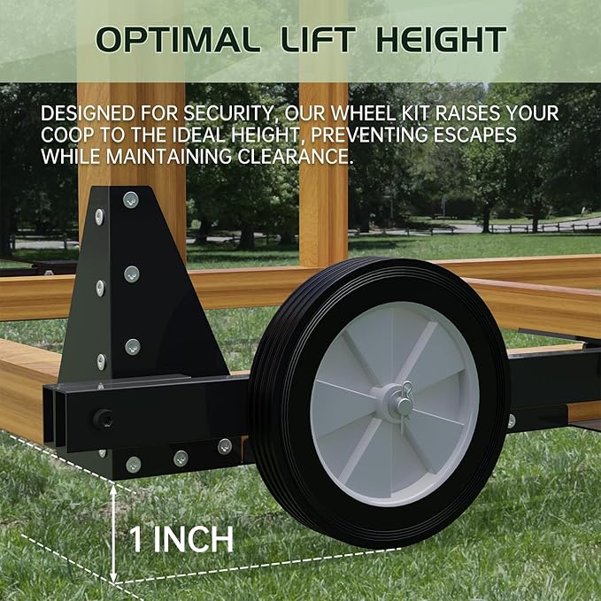 Chicken Coop Wheels Kit - Portable Poultry Tractor Mobilization Steel Chicken Coop Accessories - Set of 6 Chicken Run Wheels-Chicken Cage Not Included-Patent Pending
