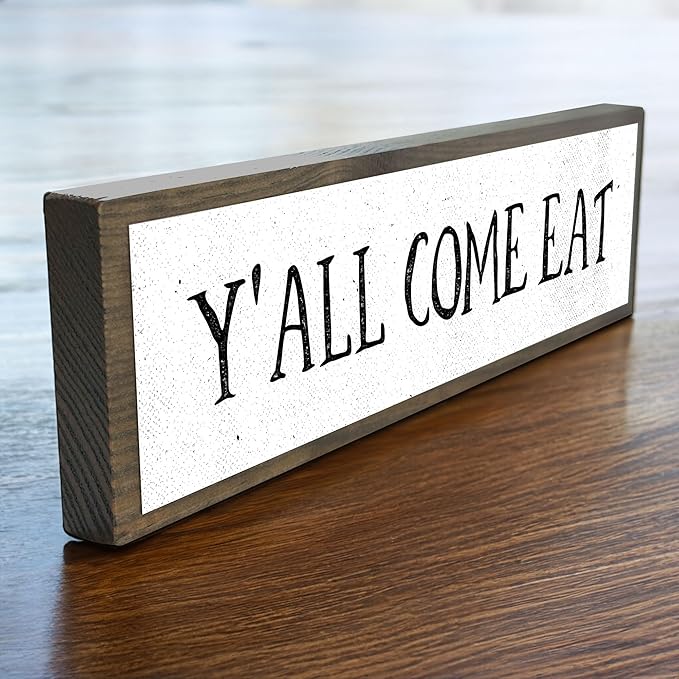 Wood & Metal Southern Sign – Weatherproof Indoor Outdoor Wall Decor – Rustic Charm with "Y’all Come Eat" – Gift-Wrapped & Ready to Give