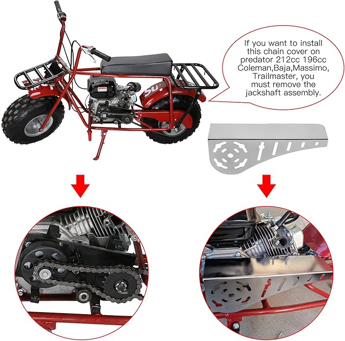 GREHUA Universal Mini Bike Clutch Cover Chain Guard Compatible with Coleman CT200U BT200X CT200U-EX Baja Warrior Minibike Predator 212cc 196cc 79cc 97cc 5.5hp 6.5hp GX160 GX200 OHV Clone Engine Parts