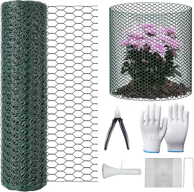 16.4FT x16IN Plant Protectors from Animals,Free-Cut Metal Chicken Wire for Outdoor Plants to Keeping Rabbits Squirrels Chicken Animals Out