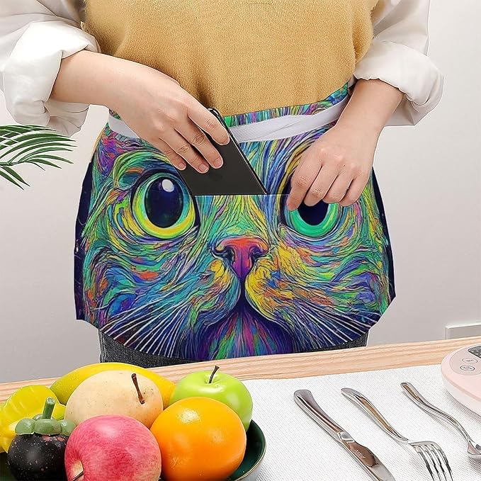 Unisex Half Waiter Waist Short Apron Waterproof Chef Works Waitress Aprons