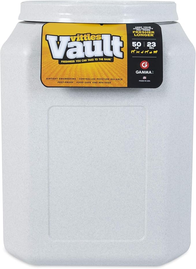 Gamma2 Vittles Vault Pet Food Storage Container Bundle - 50lbs [14" L x 20" H] and 25lbs [12" L x 13.75" H] Airtight Containers for Dog and Cat Food