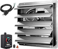 iPower 20 Inch Wall Mounted Shutter Exhaust Fan with Speed Controller and Power Cord Kit, Aluminum, 1200 RPM, 3368 CFM, for Attic, Garage, Louvered Vent, Plant, Greenhouse, Silver