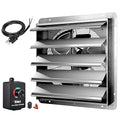 Simple Deluxe 20 Inch Wall Mounted Shutter Exhaust Fan with Speed Controller and Power Cord Kit, Aluminum, 1200 RPM, 3368 CFM, for Attic, Garage, Louvered Vent, Plant, Greenhouse, Silver