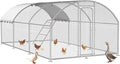 Large Metal Chicken Coop with Roosting Perch Walk-in Poultry Cage Chicken Run House Chicken Pen Dome Shaped Coop with Waterproof Cover for Outdoor Backyard Farm Use(10' L x 19.7' W x 6.4' H)