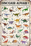 JOCASA Dinasaur Alphabet Vintage Metal Poster Sign Decor-Retro Aluminum Metal Tin Sign for Home Wall Decor, Garden, Bedroom, Signs Gift,12''x 8''