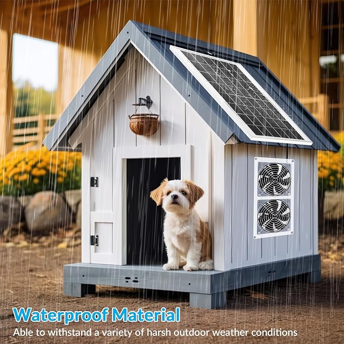 1 Set Solar Fan for Greenhouse, 10 W Solar Panel Fan Kit with Bracket Waterproof Solar Exhaust Fan Solar Dual Fan for Intake or Exhaust Air for Attic, Shed, Barn, Chicken Coop, Dog House