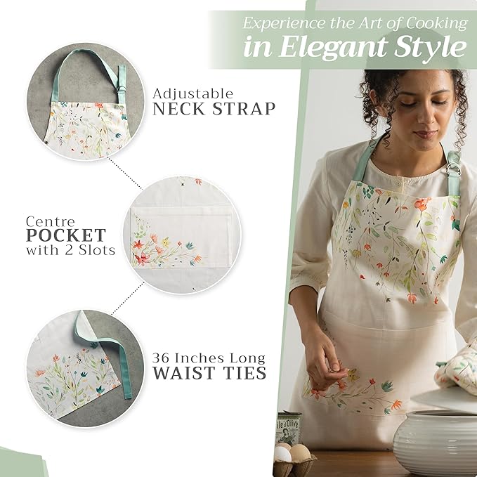 Maison d' Hermine 100% Cotton Apron for women with Pocket Kitchen Chef Apron for Men Cooking Easter Decorations