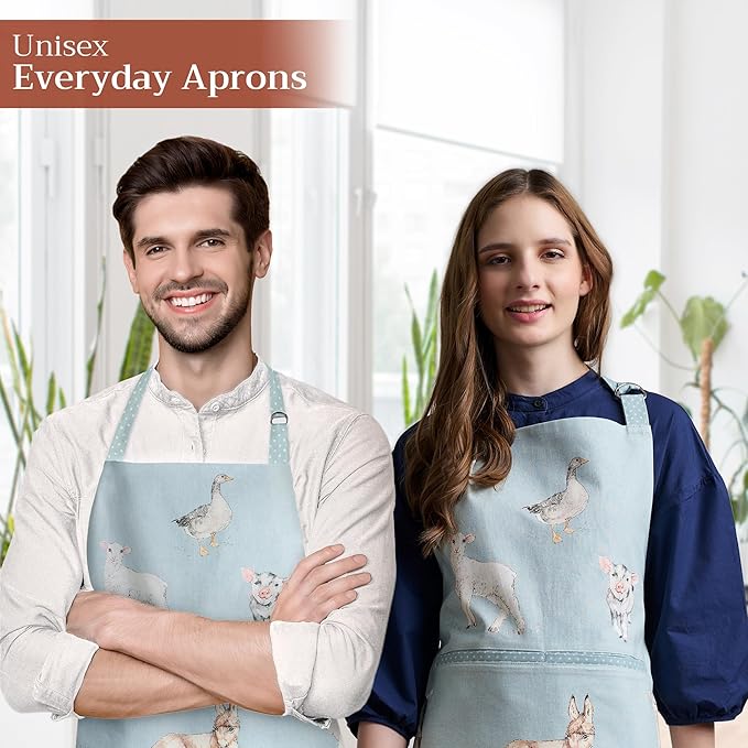 Maison d' Hermine 100% Cotton Apron for women with Pocket Kitchen Chef Apron for Men Cooking Easter Decorations