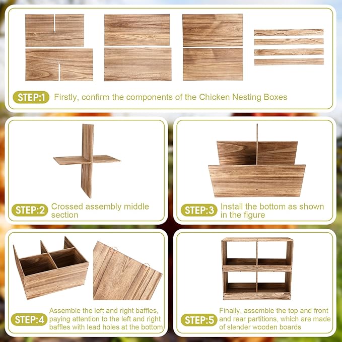 Chicken Nesting Boxes 4 Compartment Wooden Chicken Laying Boxes for Hens Ducks Poultry Easy Egg Collection