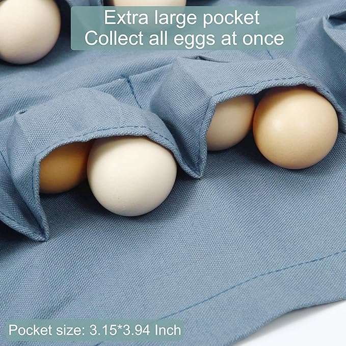 Egg Collection Apron with 18 Pockets for Gathering Chicken Duck Goose Eggs Apron Fresh Eggs Egg Collecting (LA026)