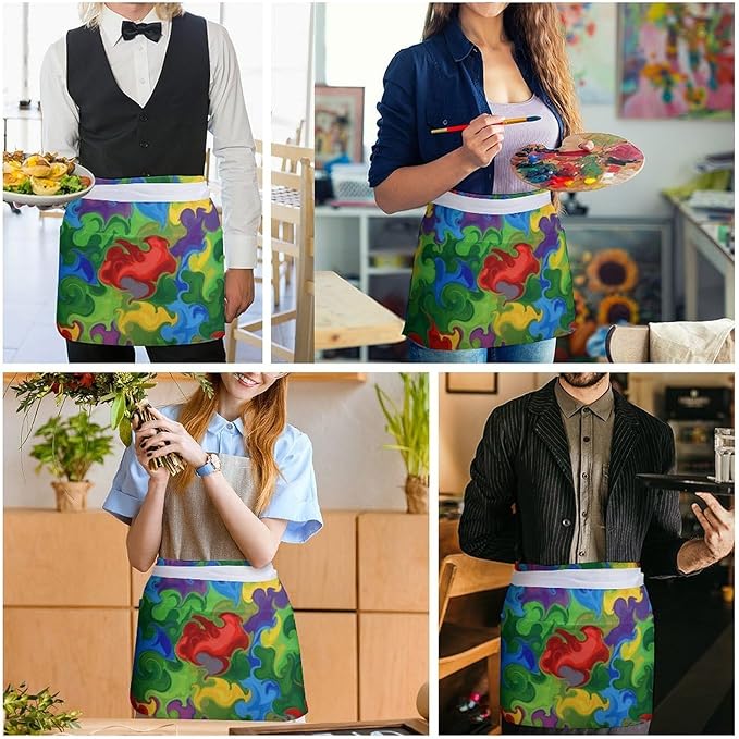 Short 3 Pockets Waist Waiter Waitress Half Apron Waterproof Chef Aprons