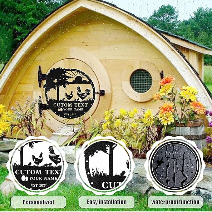 Custom Chicken Coop Metal Signs, Personalized Chicken Coop Sign, Custom Metal Farm Signs for Outside, Chick Hen House Sign Funny Farmhouse Outside Wall Decor Gift