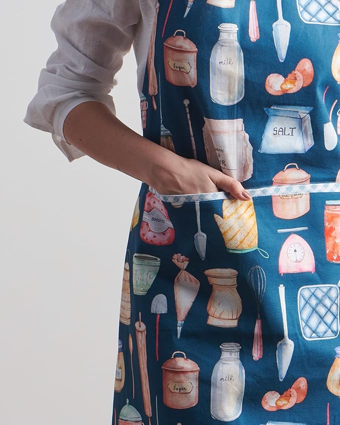 Maison d' Hermine 100% Cotton Apron for women with Pocket Kitchen Chef Apron for Men Cooking Easter Decorations