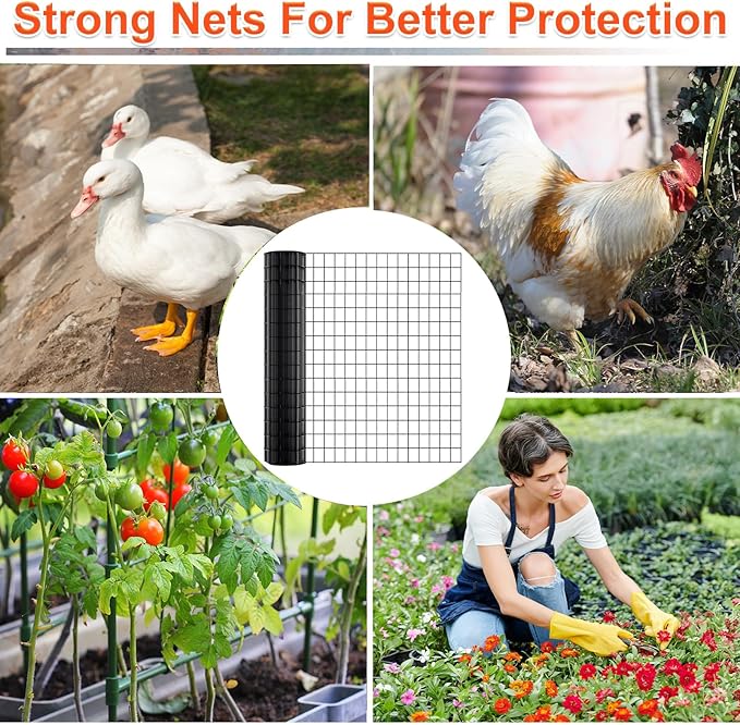 Wire Mesh Roll for Poultry Cages 36IN x50FT- Heavy Duty Fencing Net for Farm Garden Animal Plant Protection, Chicken Wire Fence, Easy to Install Fencing for Rabbits, Birds, Vegetables (Black)