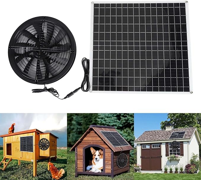 20W 16V Solar Exhaust Fan with High Speed Ventilation for Chicken Coop Barn Greenhouse