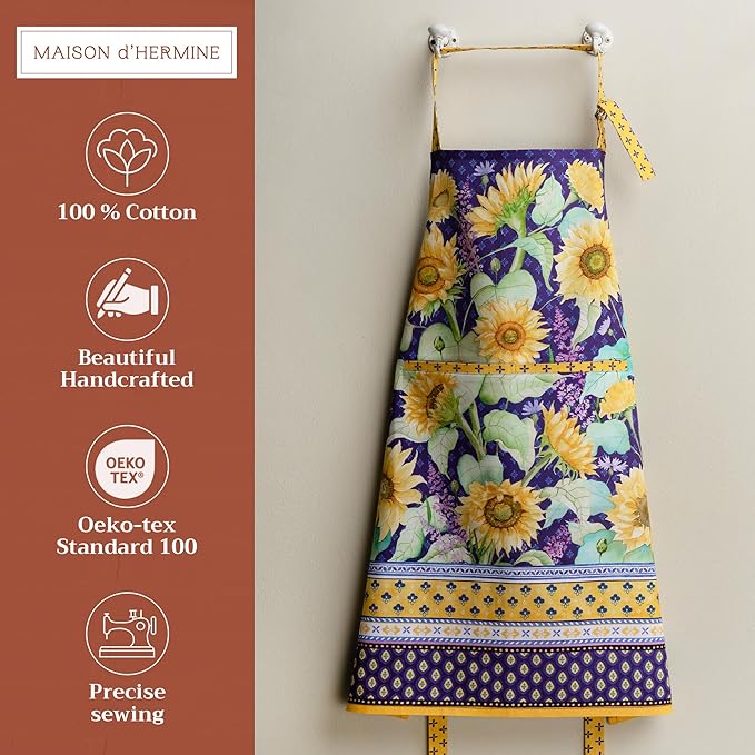 Maison d' Hermine 100% Cotton Apron for women with Pocket Kitchen Chef Apron for Men Cooking Easter Decorations