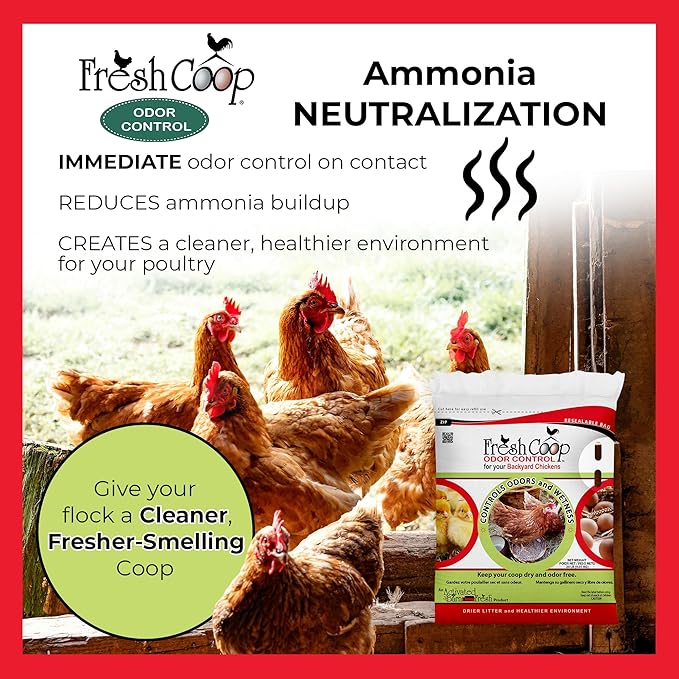 Progressive Planet Fresh Coop Odor Control, 20lbs - Ammonia Neutralizer & Moisture Absorption for Poultry - Food-Grade Diatomaceous Earth & Citric Acid - Extends Bedding Life & Improves Freshness