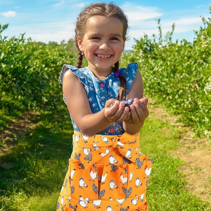 Egg Collecting Apron for Kids, Chicken Egg Apron with 8 Pockets, Eggs Aprons for Fresh Eggs for Hen, Duck, Goose