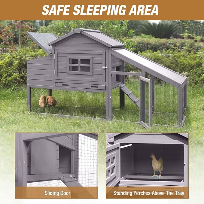 Gutinneen Chicken Coop 69" Chicken House with Large Nesting Box Outdoor Rabbit Hutch with UV Proof Roof,Waterproof