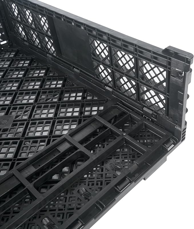 Restaurantware Plastic Milk Crates for Storage - 10 Pack - Cater Tek Stackable Storage Buns for Organizing - Collapsible Storage Basket for Groceries, Black