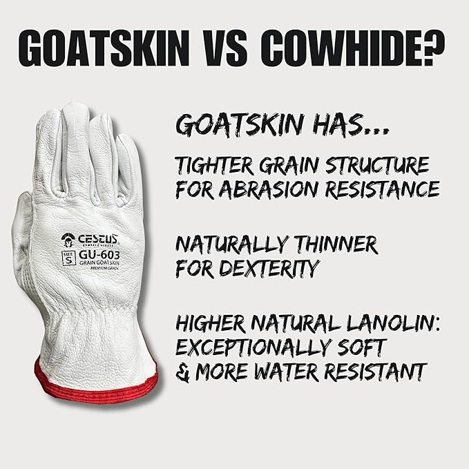 Cestus GU603, Goatskin Leather Work Gloves (1,3,12,120 Pairs)