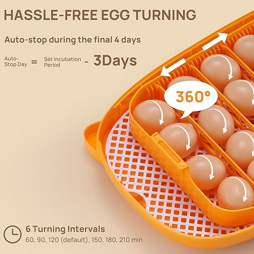 TURBRO 24 Egg Incubator with Automatic Egg Turning, Incubator for Hatching Eggs with Auto-Temperature and Humidity Control, Egg Candler, for Chicken, Duck, Quail, Use in Farm, Home, Classroom, Lab